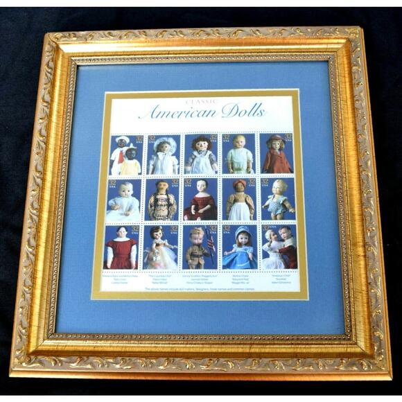 United States Postal Service Framed 32 Cent Stamps of American Dolls - Picture 1 of 3